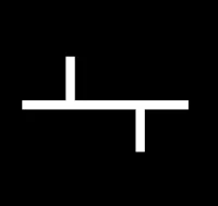 a white symbol with a black background