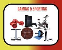 a white background with a variety of fitness equipment