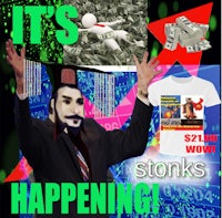 a poster with the words it's happening stonks