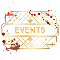 a gold logo with the words events on it