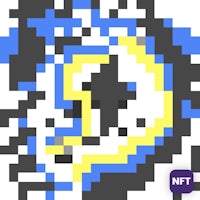a pixelated image of a blue and yellow circle