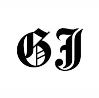a black and white logo with the letter g