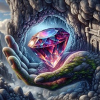 an image of a hand with a diamond in it