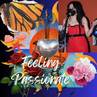 a collage of flowers and butterflies with the words'feeling passionate'