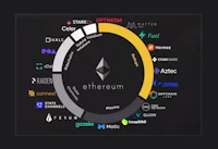 the ethereum logo is shown on a black background