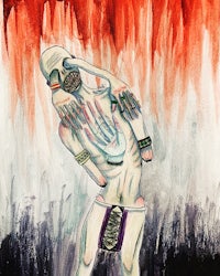 a painting of a skeleton