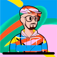a cartoon of a man with glasses and a hat