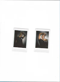 a pair of polaroid pictures of a man and a woman