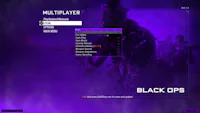 a black ops screen with a purple background