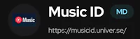 the music id logo on a black background