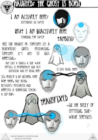 a poster with the words haunted the ghost is board