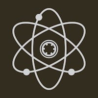an atomic symbol on a brown background