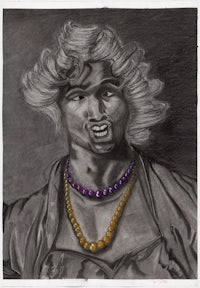 a drawing of a woman with a necklace