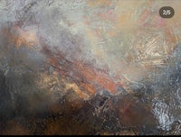 an abstract painting with brown, gray, and black colors