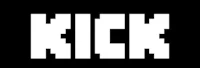the word kick in white on a black background