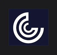 the g logo on a black background