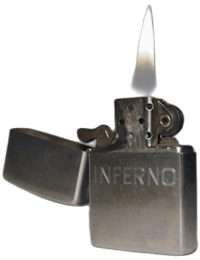 a lighter with the word inferno on it