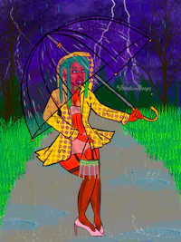 a woman holding an umbrella in the rain