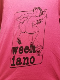 a pink t - shirt with an image of a naked woman