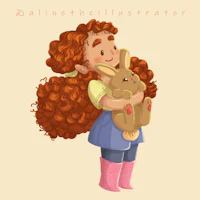 a girl with curly hair holding a teddy bear
