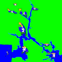 a map with a blue and green background