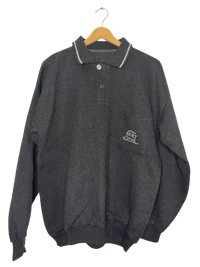 a grey polo shirt with a pocket on it