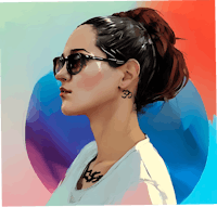 a portrait of a woman wearing sunglasses