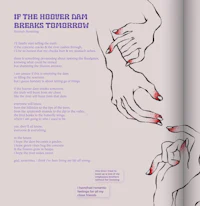 an open book with a drawing of hands and a poem