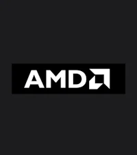 amd logo on a black background