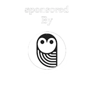 a black and white image of an owl with the words sponsored by
