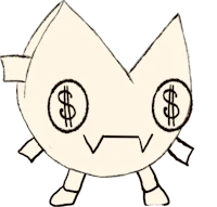 a cartoon character with dollar signs on his face