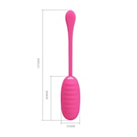 an image of a pink sex toy with measurements