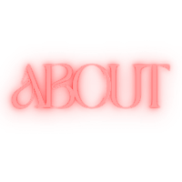 a red logo with the word about on it