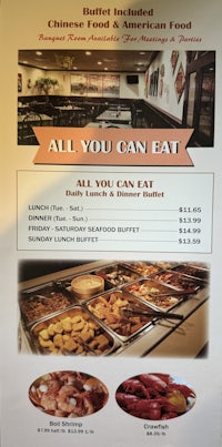 all you can eat chinese buffet menu
