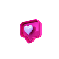 a pink heart in a speech bubble on a black background