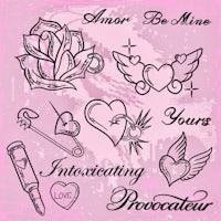 a set of tattoos on a pink background