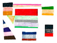 a child's drawing of different colored shapes