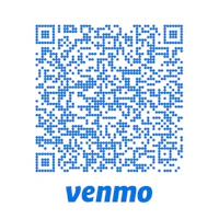 a blue qr code with the word venmo