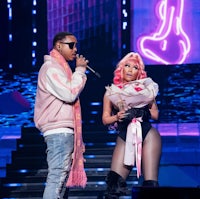 nicki minaj and lil wayne on stage at the mtv music awards
