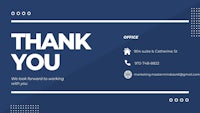 a thank you card with a blue background