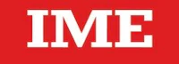 the ime logo on a red background