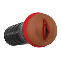a black and red sex toy with a hole in the middle