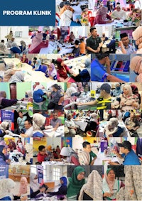 a collage of pictures of people at a table