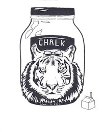 a jar of chalk with a tiger on it