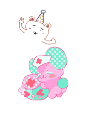 a cartoon teddy bear with a hat on his head