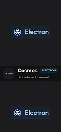 the logos for electrotron and cosmos on a black background
