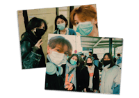 a group of people wearing face masks