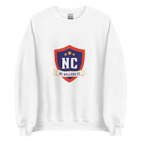 a white sweatshirt with the nc logo on it