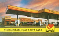 a picture of a gas station with a love's gift card