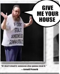 a picture of a man with a t shirt that says give me your house